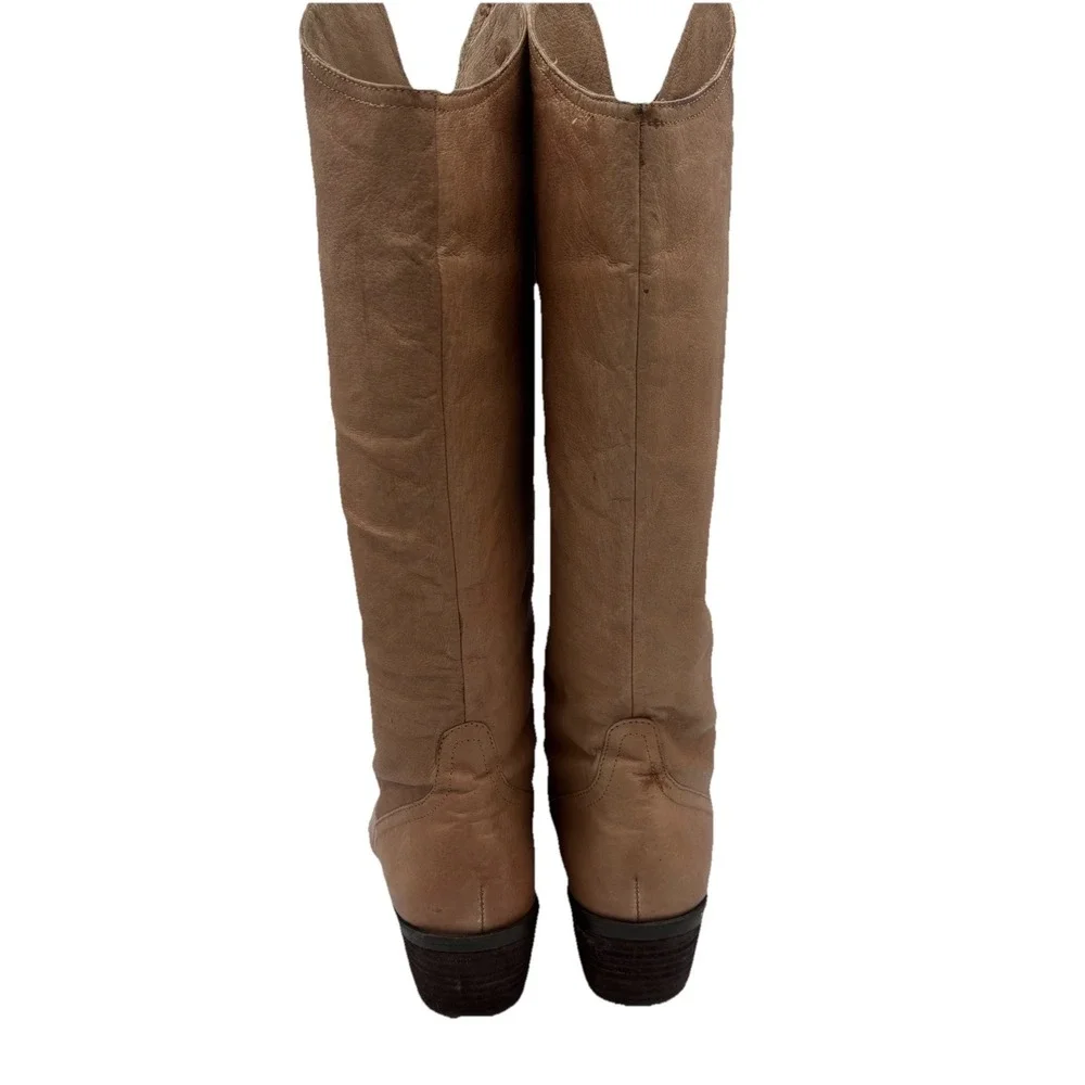 Naughty Monkey Knee-High Tall Boots Women's 6 Light Tan Leather NMW1267251 EUC